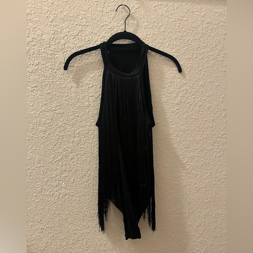 Black Fringe Bodysuit